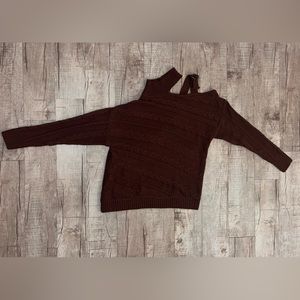 Buckle: Brown Off-shoulder with Buckle Sweater.